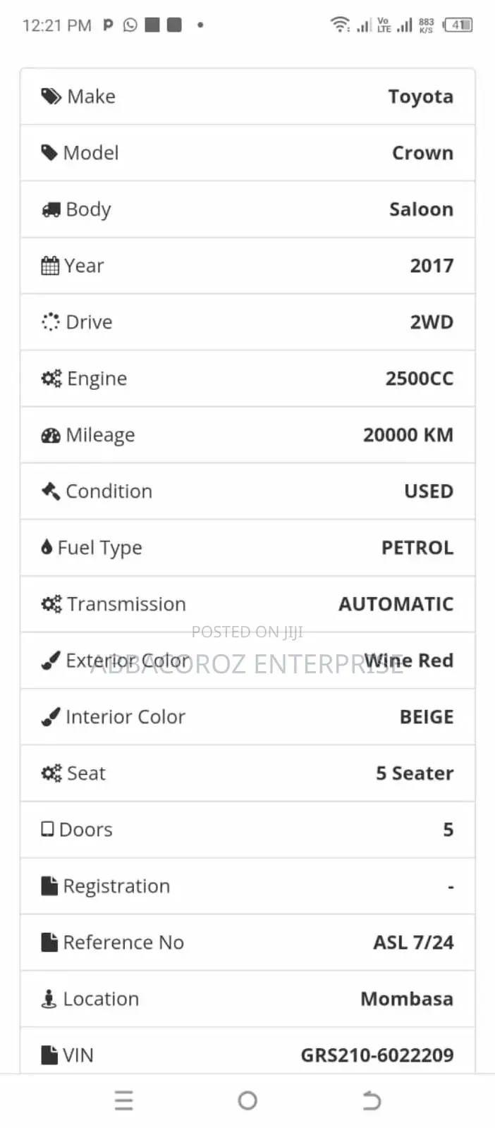 Toyota Crown 2017 Burgundy
