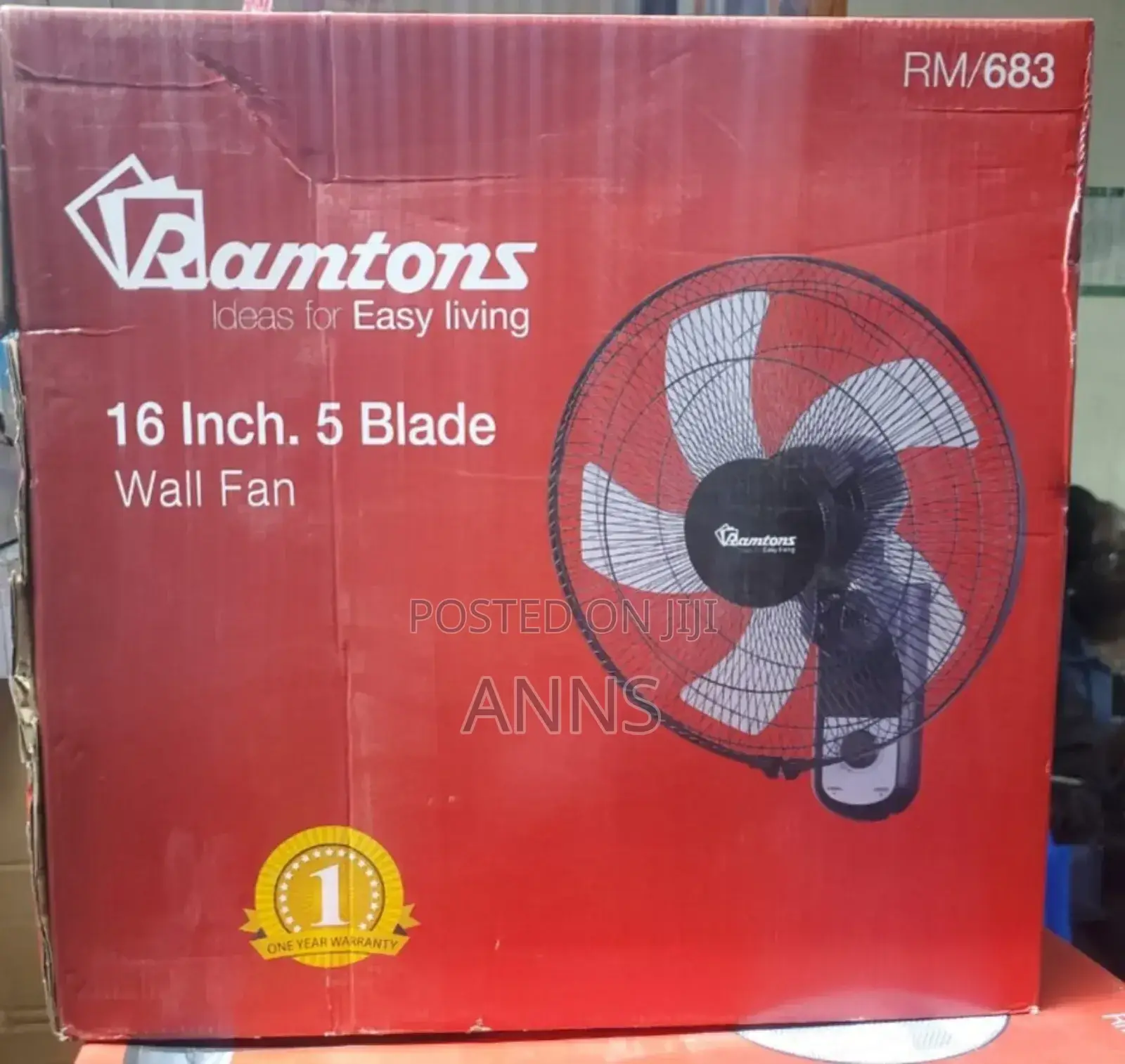 Ramtons 16" Wall Fan With 5 Blades
