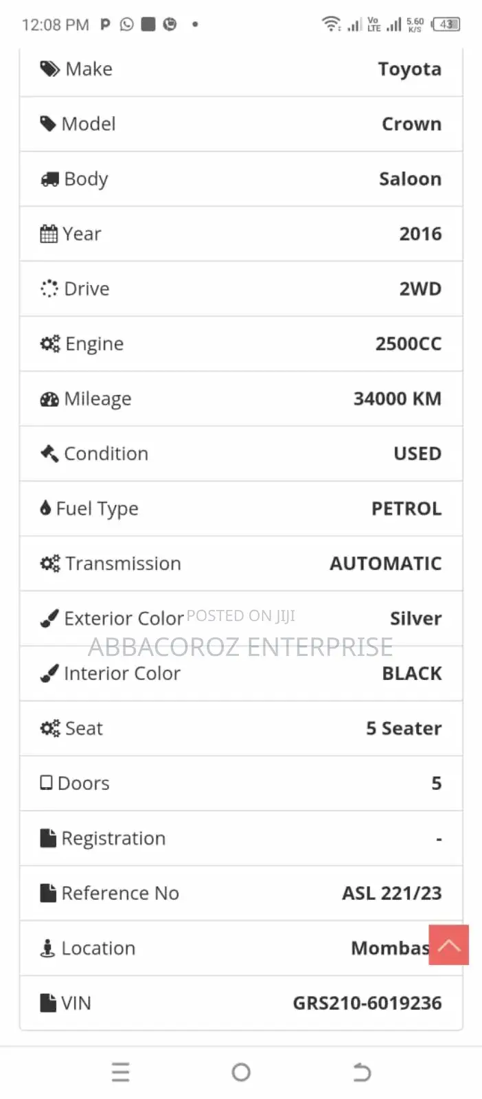 Toyota Crown 2017 Silver