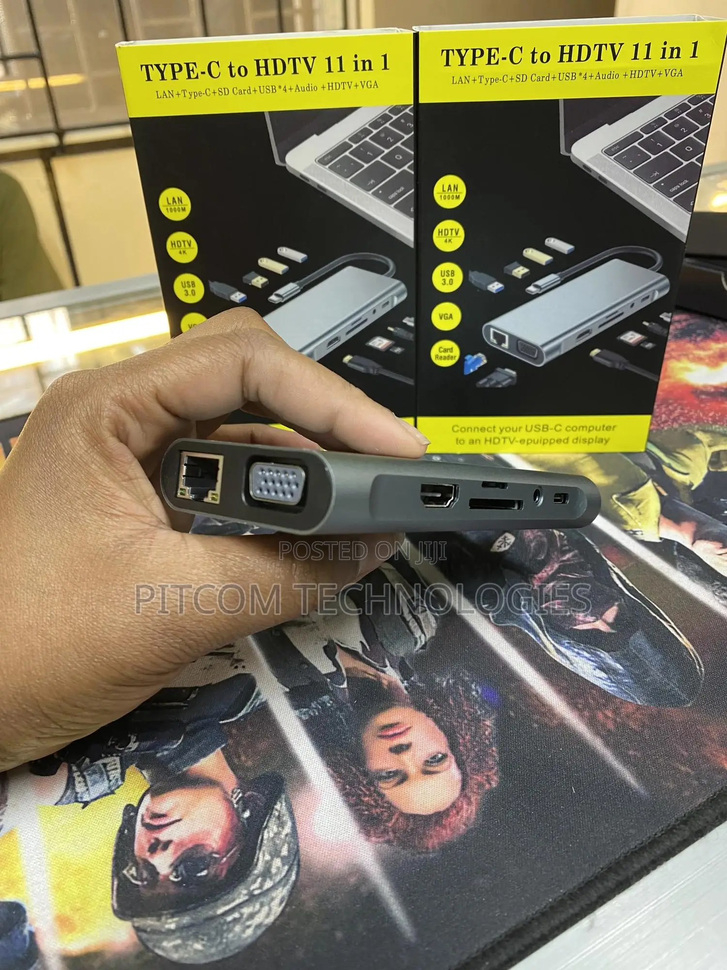 11 in 1 Type-C Hub Hub. Lan ,Vga ,Hdmi,Sdcard ,Audio, Usb
