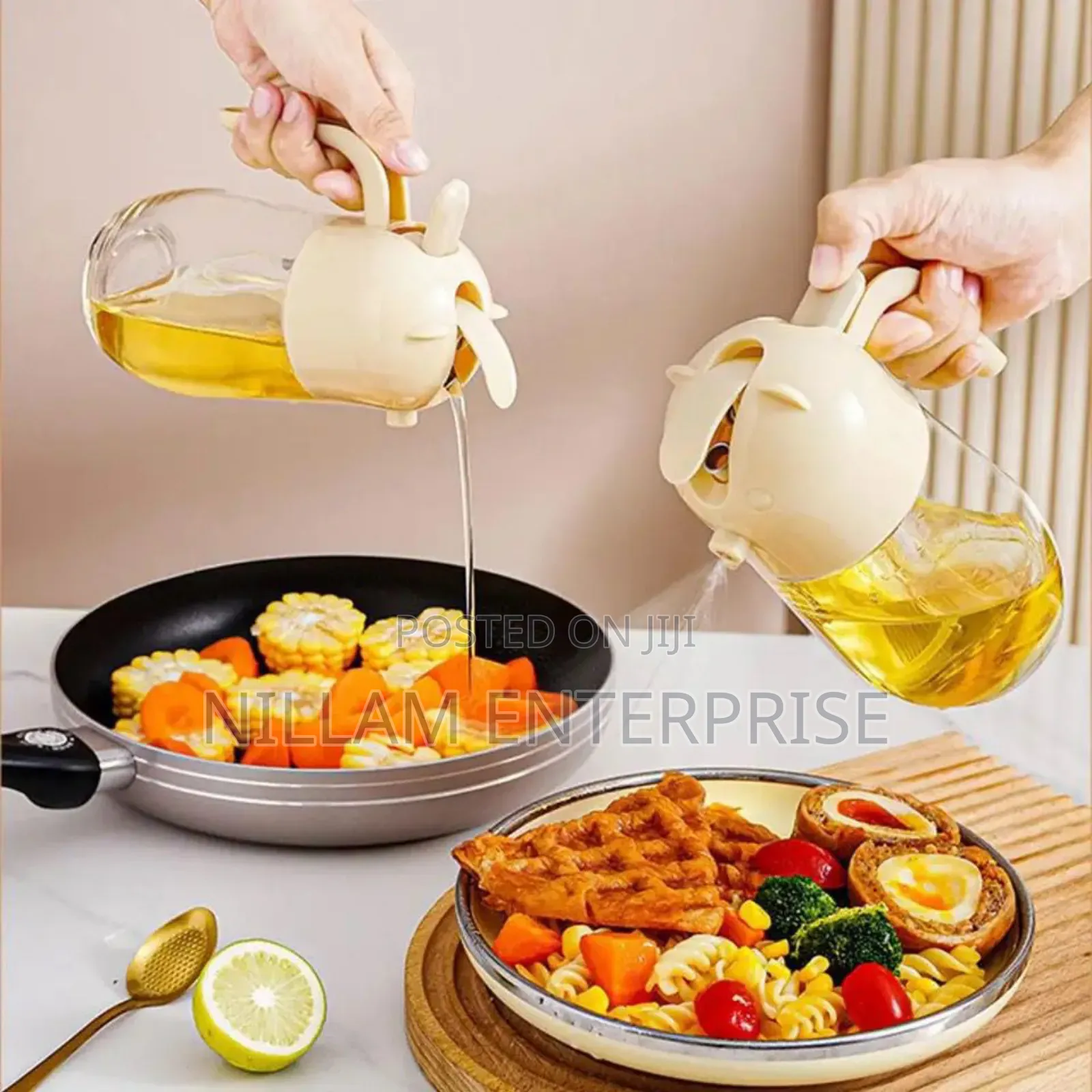 2 in 1 Glass Oil Spray Bottle 580ml