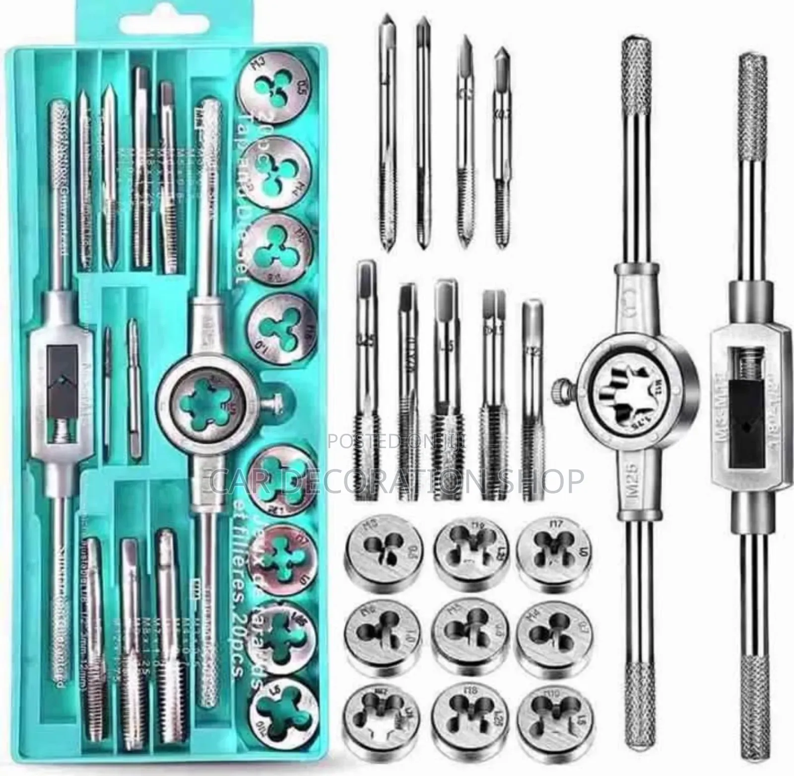 20pc Tap And Die Set Threads Tapping Tool Kit With Handle