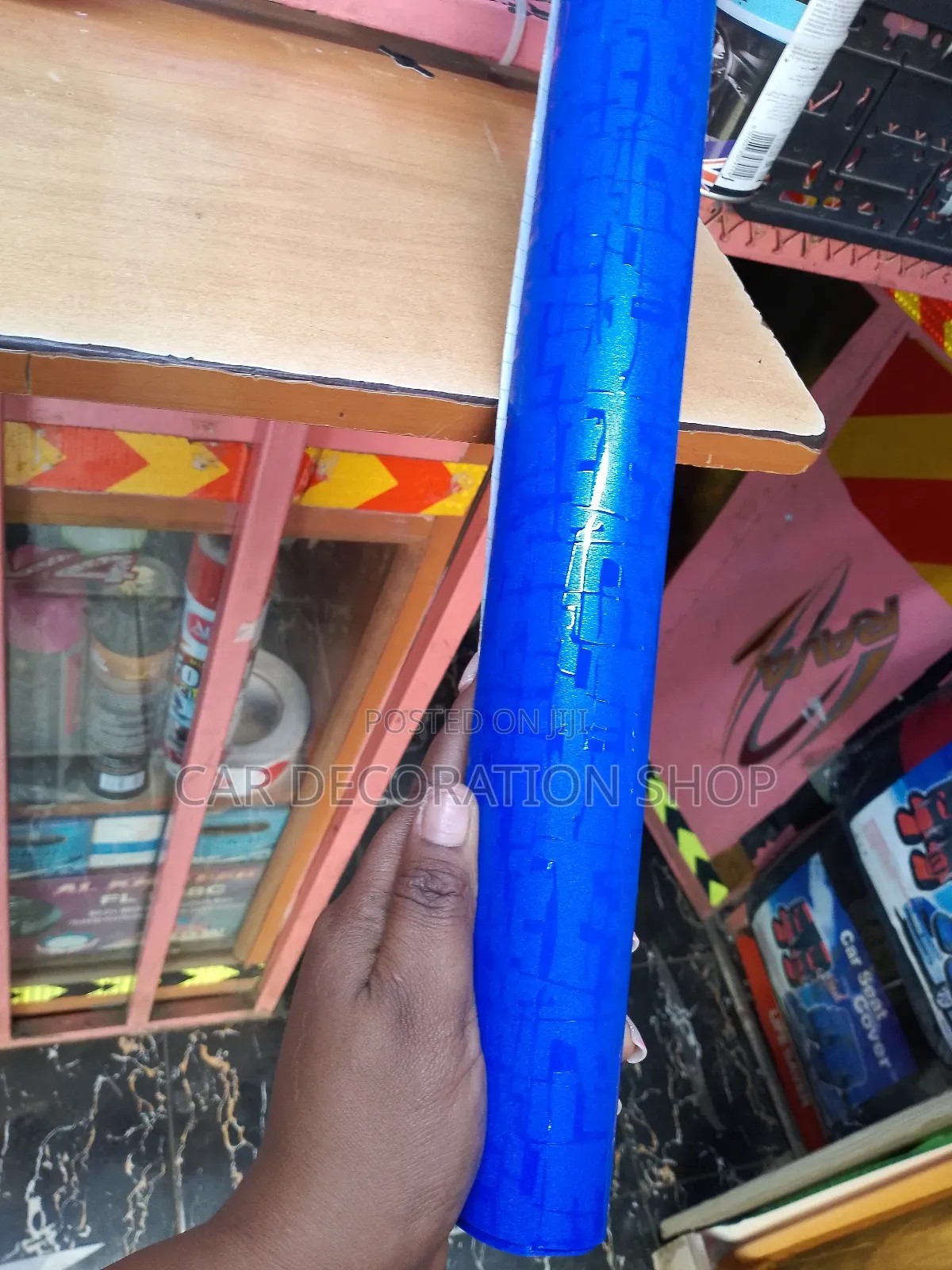 1.5meter by 1m Self Adhesive Blue Vinyl Body Wrap