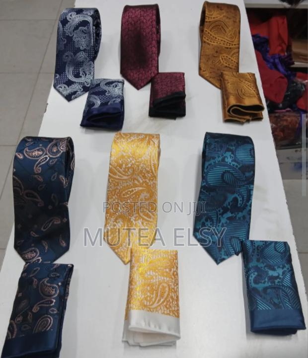 Gold,Yellow ,Silver Pink Executive Floral Tie Sets - thumbnail 2
