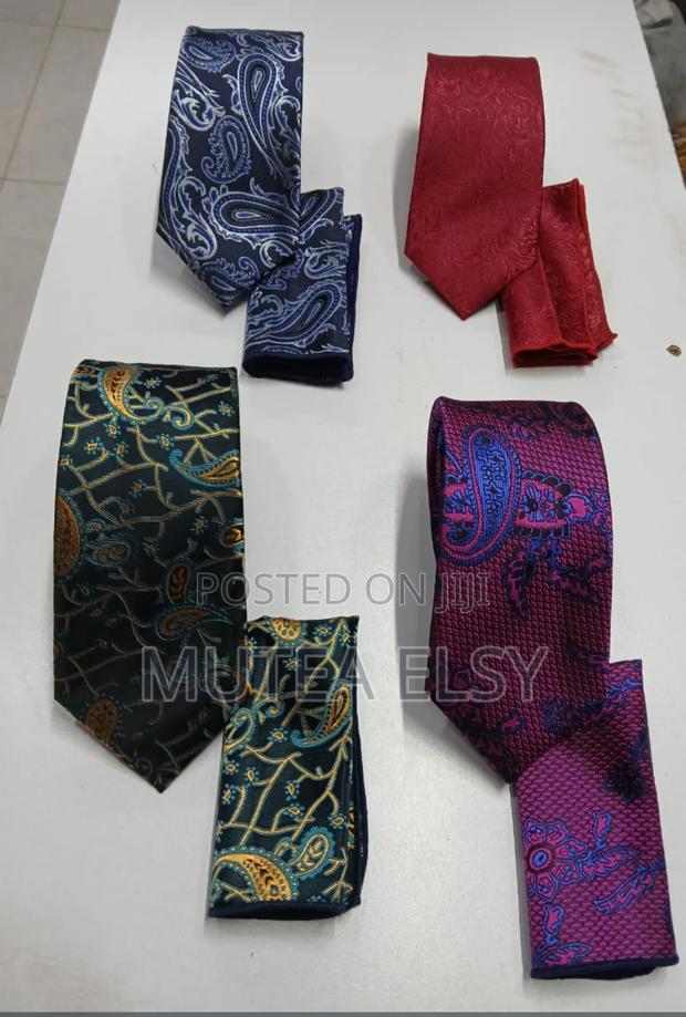 Gold,Yellow ,Silver Pink Executive Floral Tie Sets - thumbnail 4