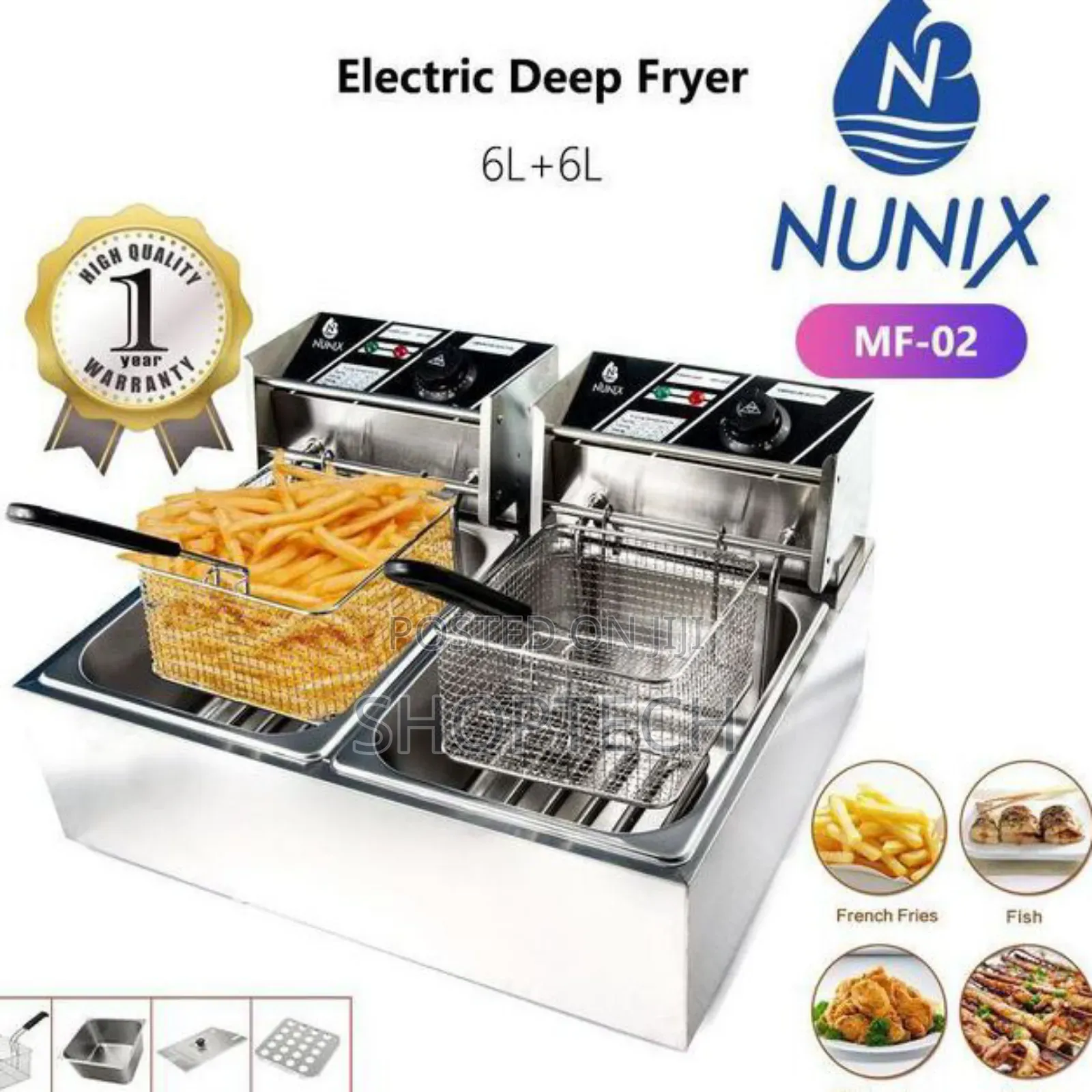 Nunix Double Tank 6+6LT CHIPS/CHICKEN Stainless Double Fryer