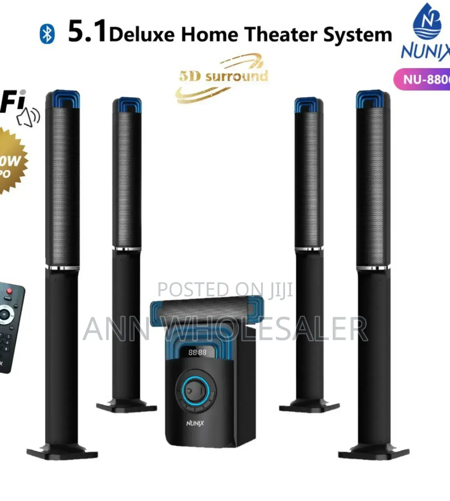 Black Nunix 5.1 Deluxe Home Theater System Super System NU/D