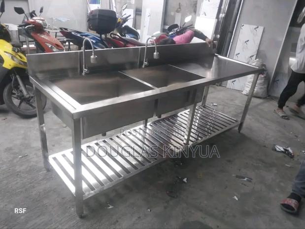 (Braced) Stainless Steel Heavy Duty Double Bowl Washing Sink - main view
