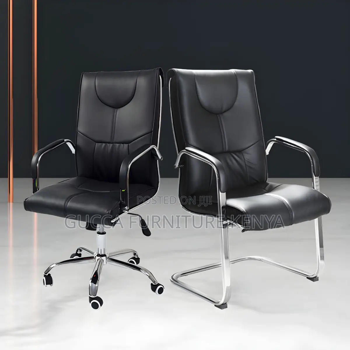 Office Chairs: Chrome Base Leather Executive Staff Chair