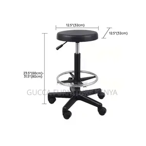 Home Chairs: Midnight Black Alloy Upholstered Work Stool