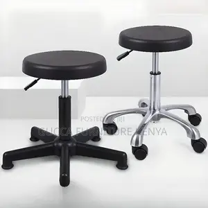 Home Chairs: Midnight Black Alloy Upholstered Work Stool