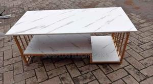White Executive Marble Effect Coffee Table - main view