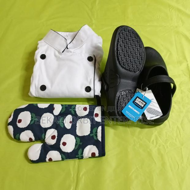 White Chef Jacket+ Black Kitchen Clog Package - thumbnail 2