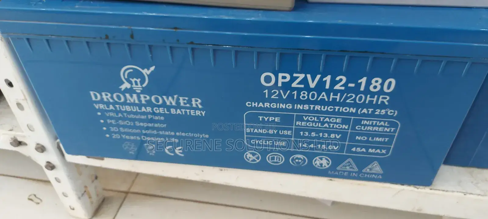 Drompower 12v 180ah Vrla Tubular Gel Battery.