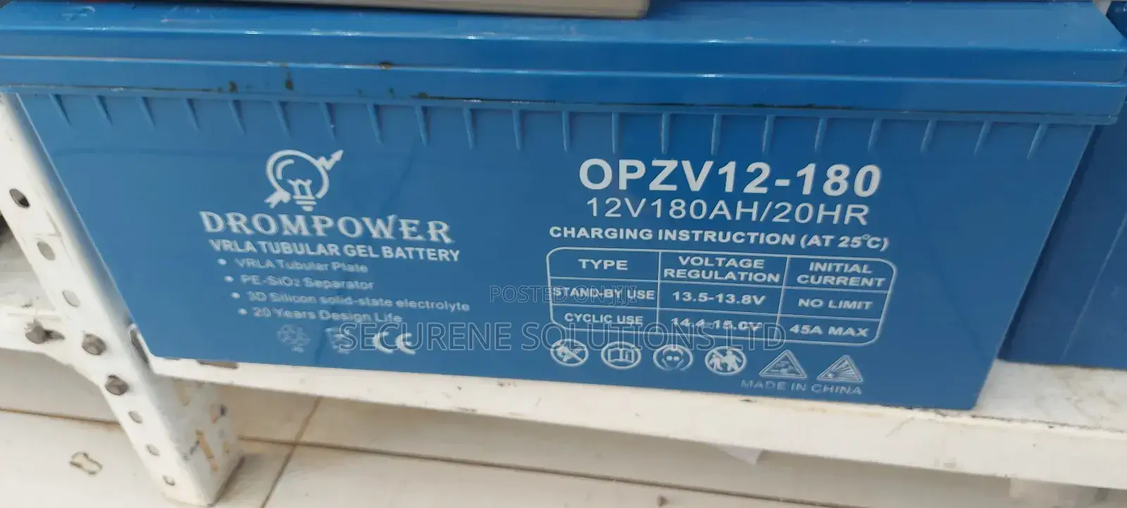 Drompower 12v 180ah Vrla Tubular Gel Battery.