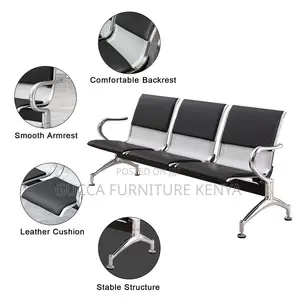 Benches: Stylish Leather Airport Office Guest Bench