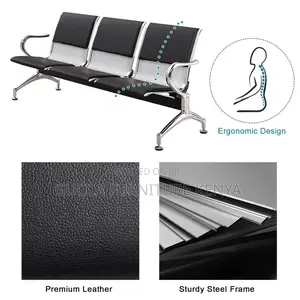 Benches: Stylish Leather Airport Office Guest Bench