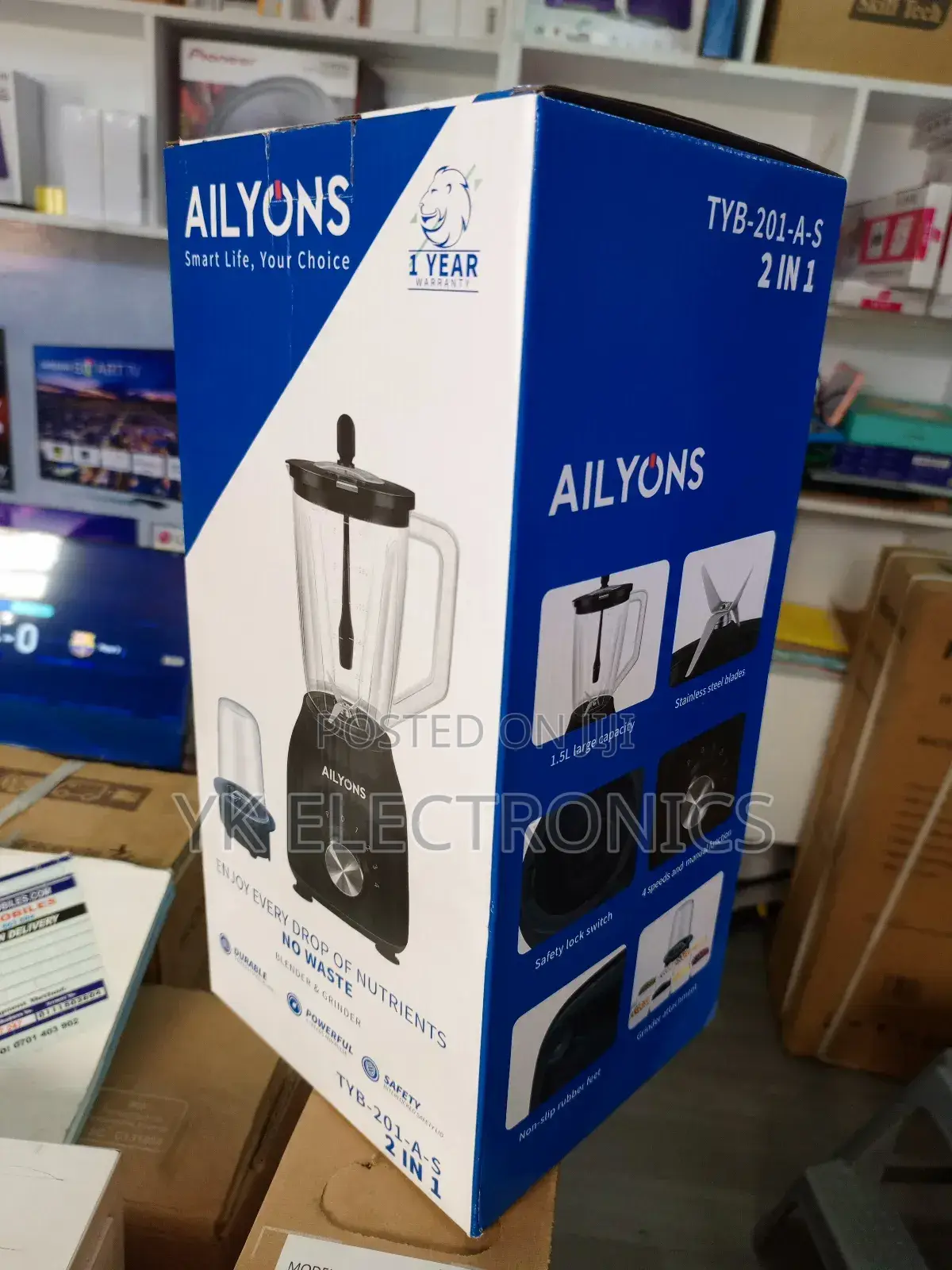 AILYONS DURABLE Blender 2 in 1 With Grinder Machine 1.5L