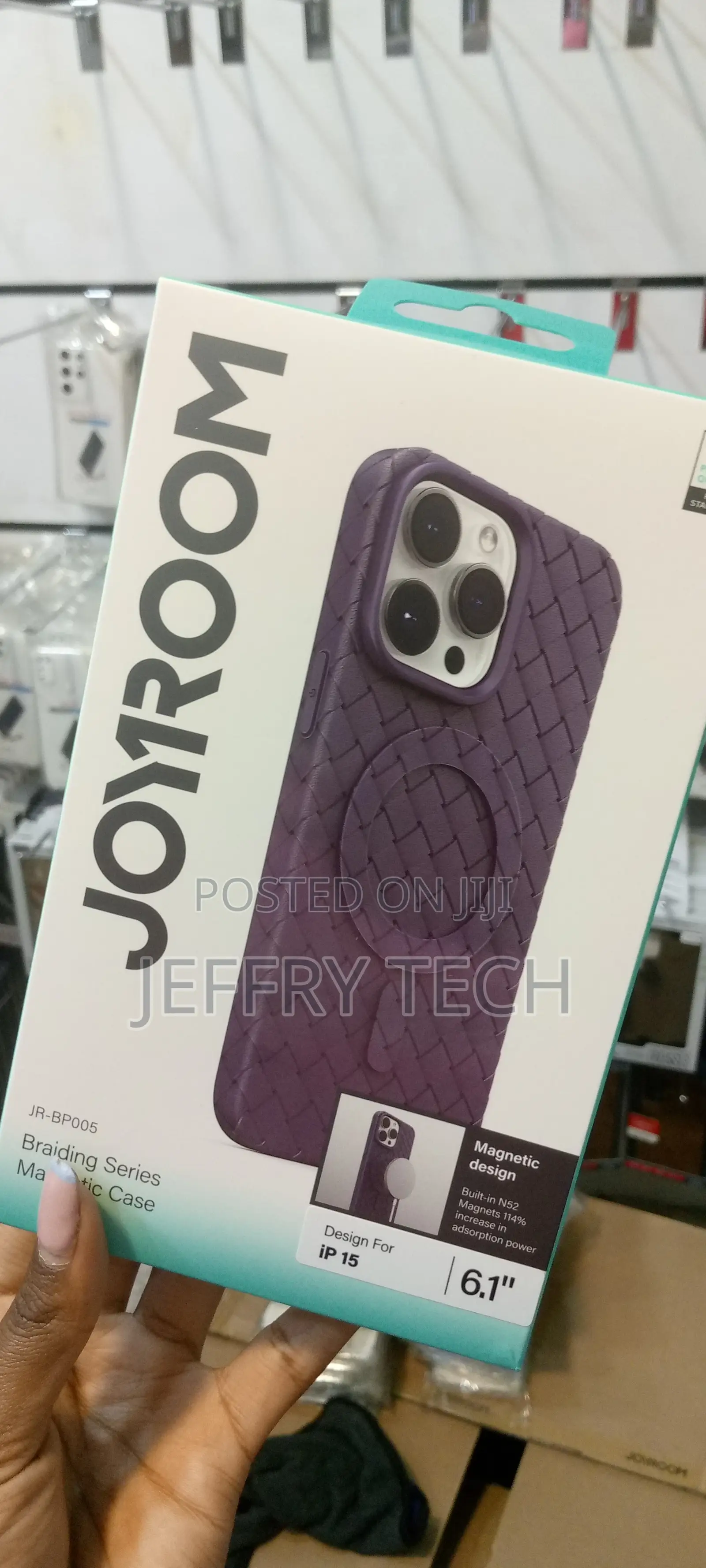 JOYROOM Braided Magnetic TPU Case for iPhone 15-Purple