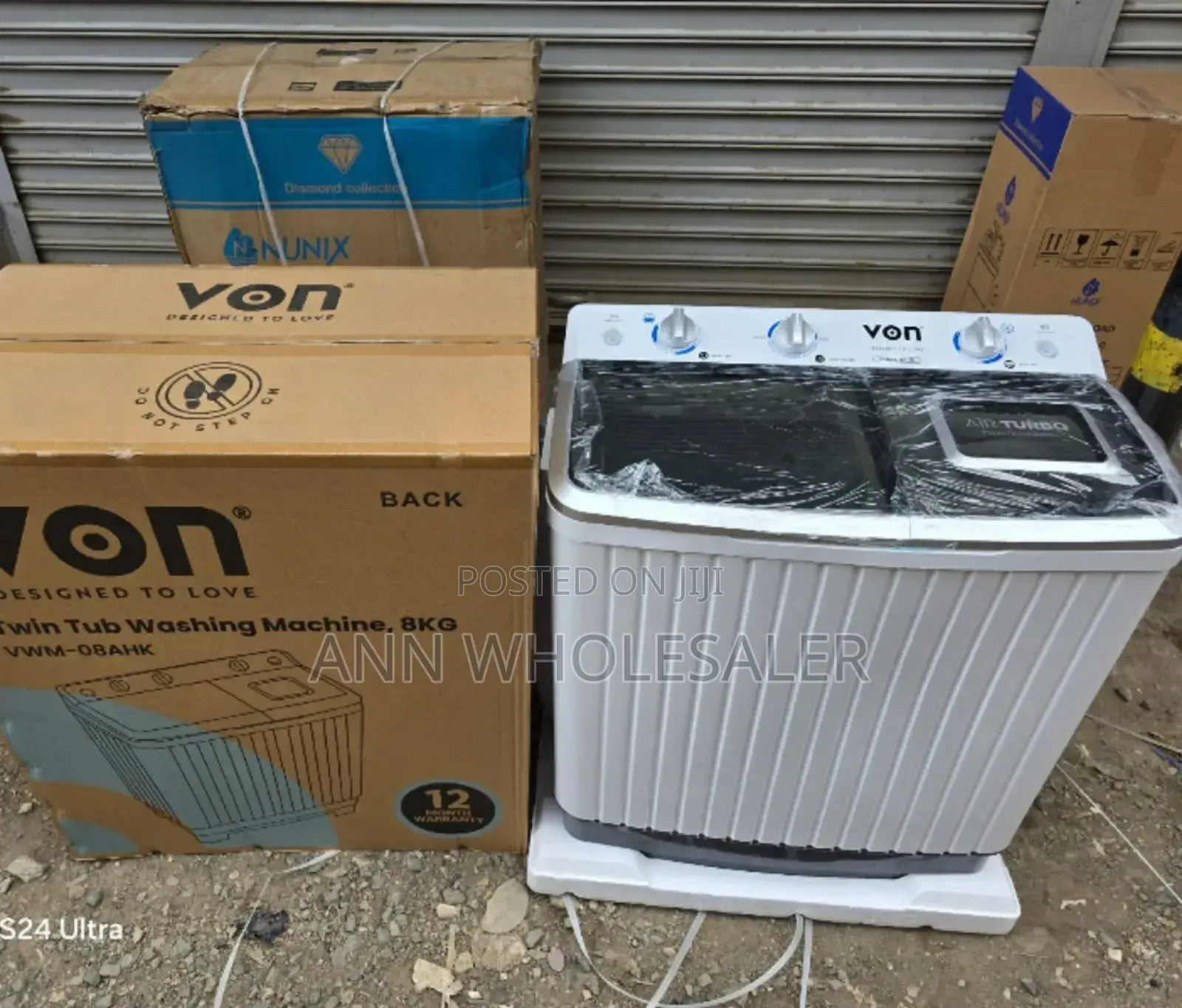 VON 8KG Black Washing Machine v/N