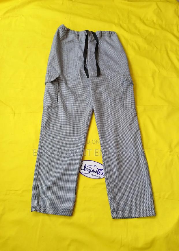 Black/White Check Elasticated Unisex Chef Trouser - thumbnail 2