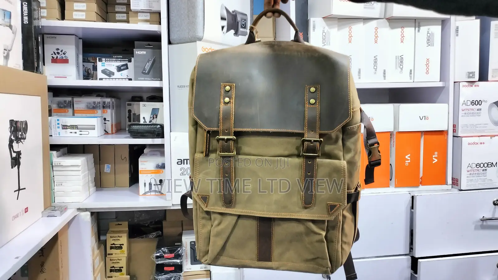 Waxed Canvas Leather Camera Bag Backpack 25L