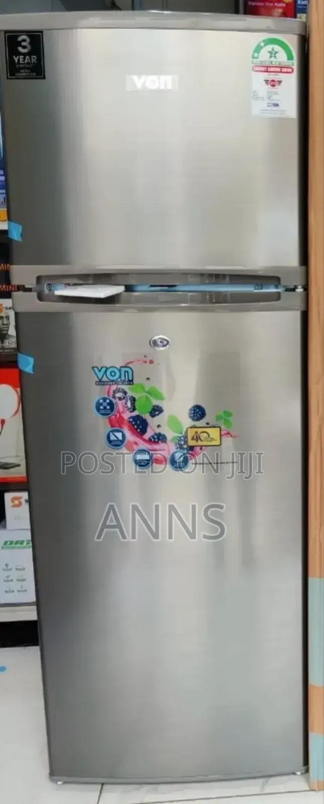 Von 181litres Double Doors Fridge-Vr181