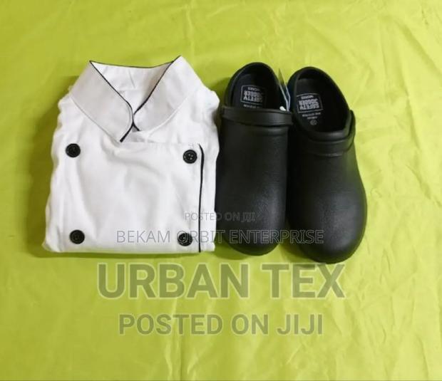 White Chef Jacket+ Black Kitchen Clog Package - main view