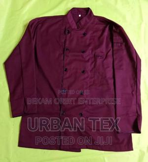 Doublebreasted Maroon Cotton Chef Jacket - thumbnail 2