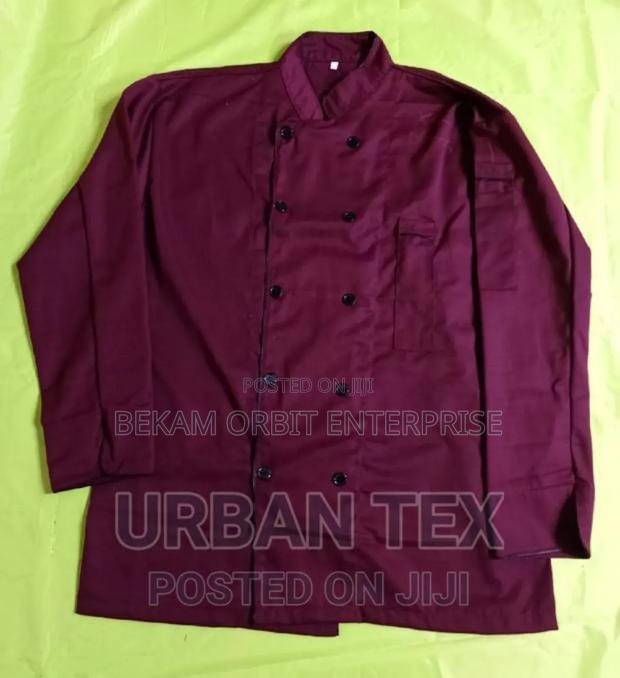Doublebreasted Maroon Cotton Chef Jacket - main view