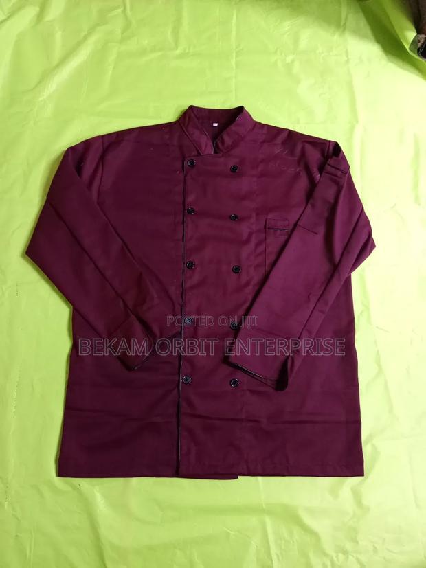 Maroon Double Breasted Cotton Chef Jacket - thumbnail 2