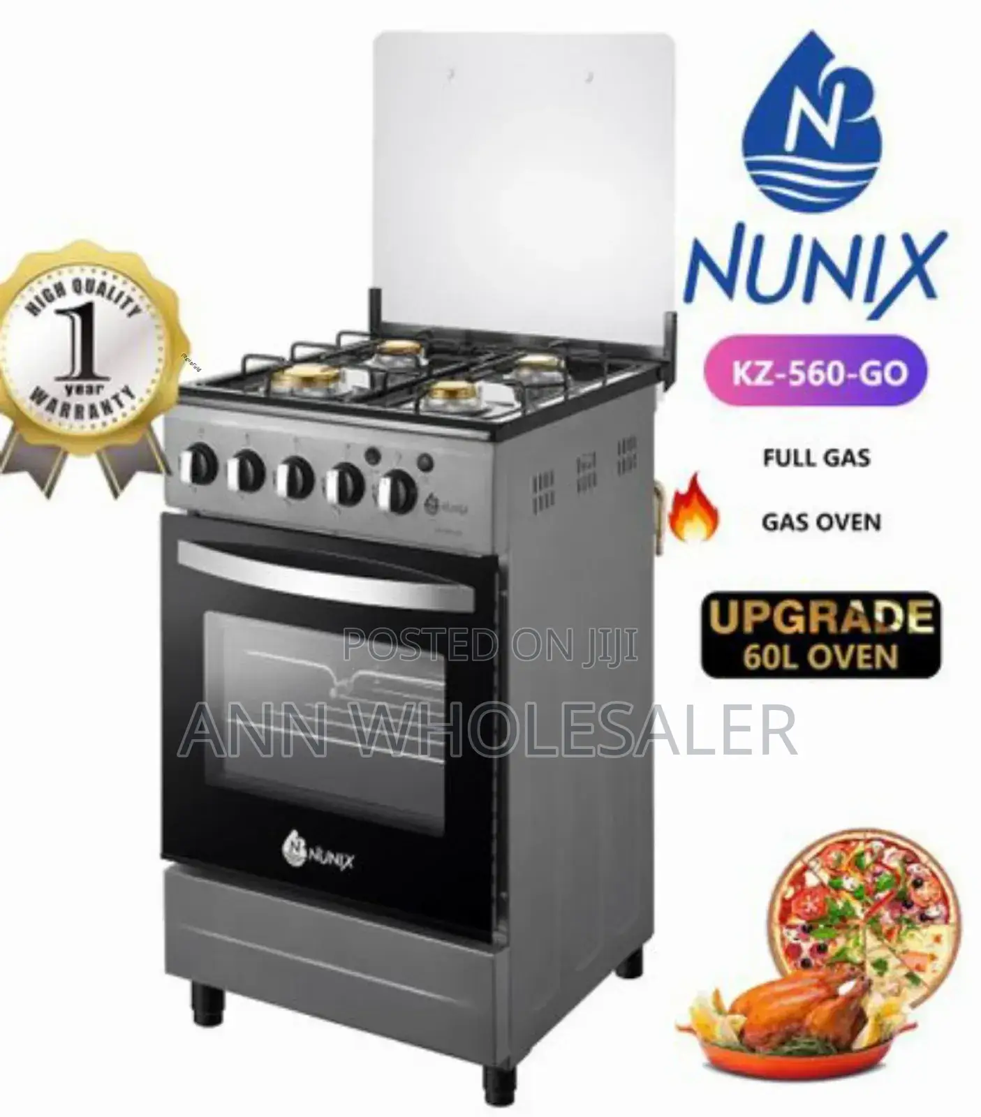 Nunix Free Standing Cooker Full Ga With Gas Oven NU/4G