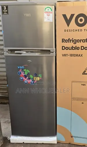 VON VRT-181DRX Double Door Fridge 181L Refrigerator v/N