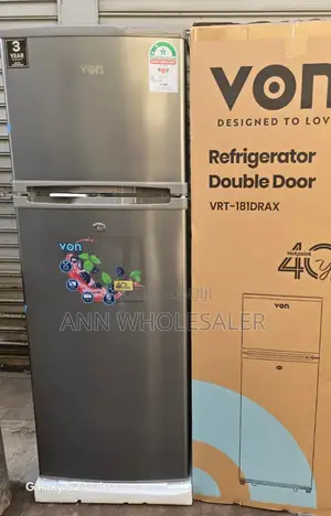 VON VRT-181X Double Door Fridge 181liters Refrigerator v/N