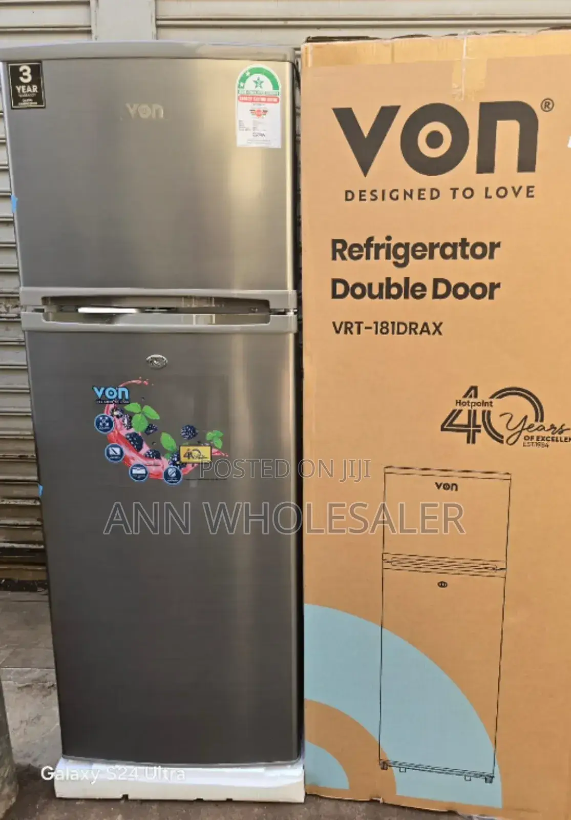 VON Double Door Fridge 181L Refrigerator v/N