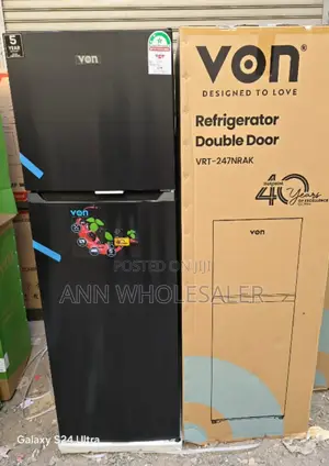 Black Von 247 Litres Two Door Refrigerator v/NRF