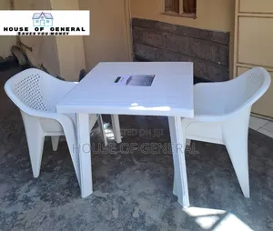1 Square Plastic Table and 2 Skyplast Plastic Chair