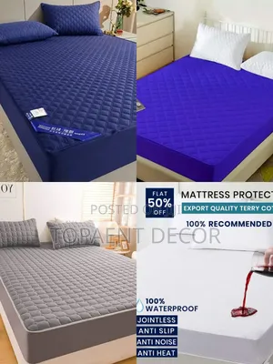 Blue Grey and White Fitted Waterproof Mattress Protectors