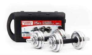 Adjustable 15kgs Chrome Work Out Dumbells - thumbnail 2