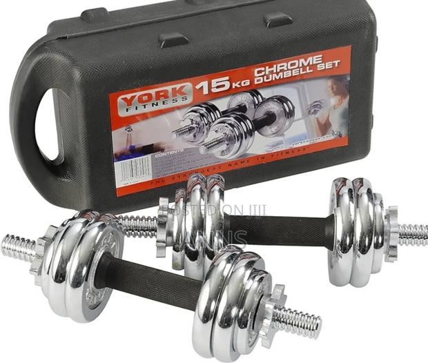 15kgs Workout Dumbells Set~ Chrome Adjustable - main view