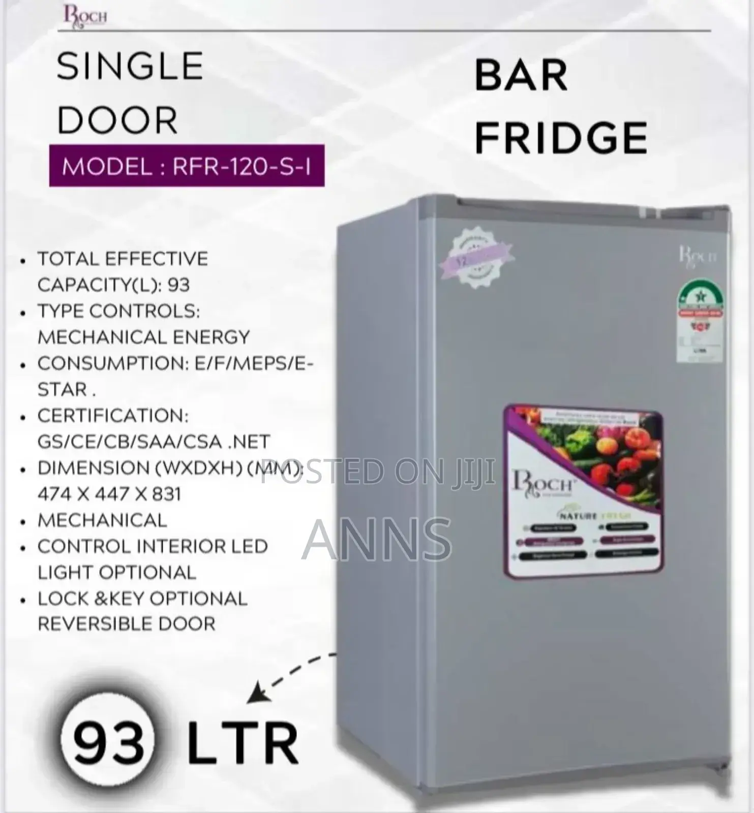 Roch 93litres Defrost Single Door Fridge