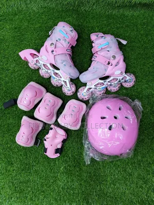 Classy Pink Adjustable Roller Skate Shoes Full Kit