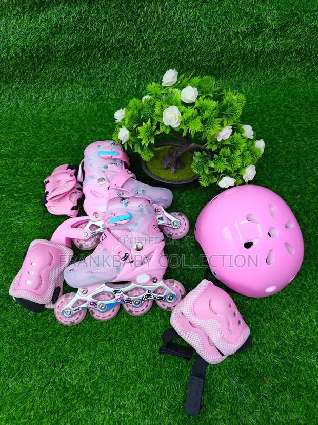 Complete Set Skate Shoes and Protective Gears - Pinkish