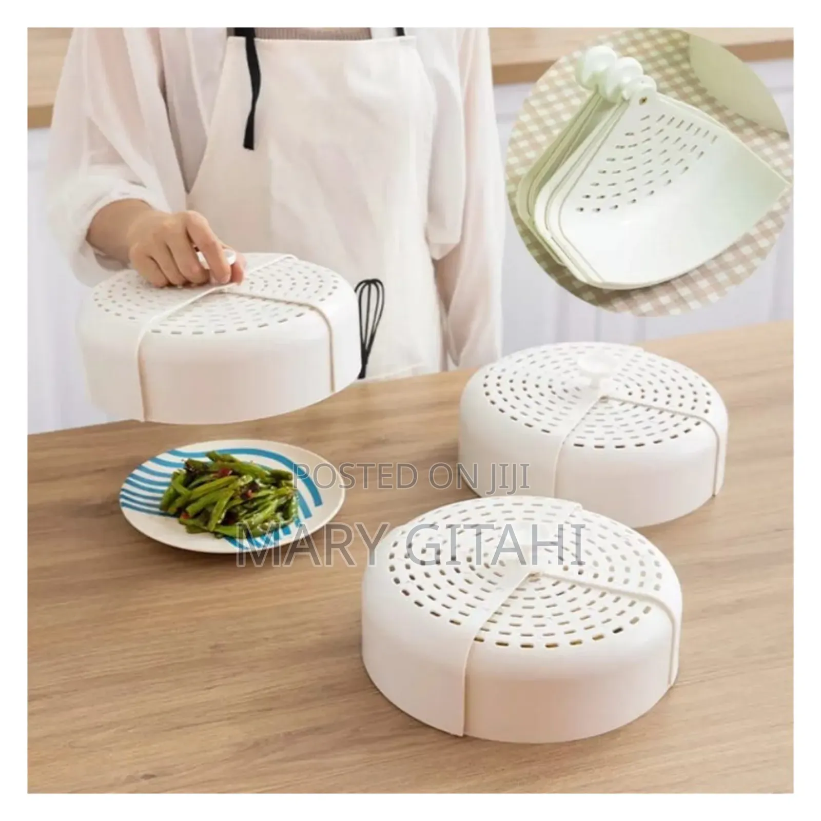 *Foldable Plastic Food Cover in White
