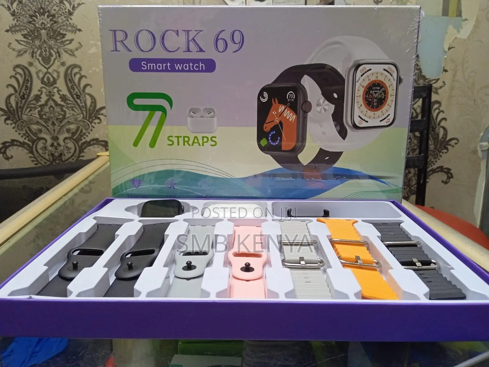 Rock69 Smart Watch Combo 7 Straps, Free Airpods Pro