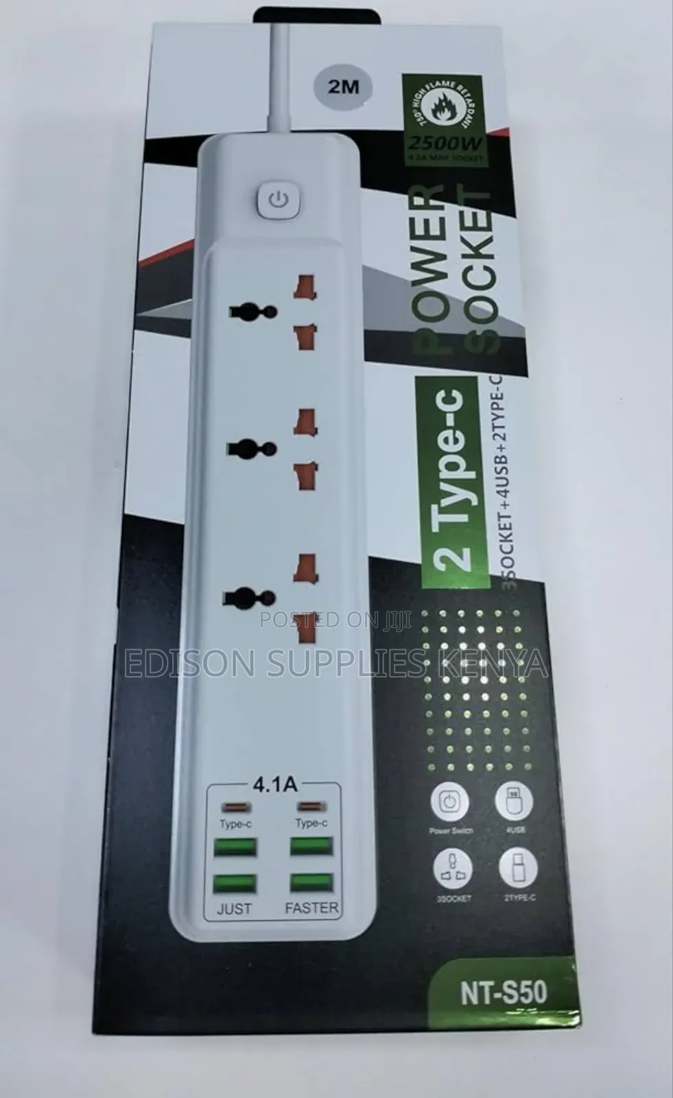 Black Extension Cable 3 Way With 4 Usb Ports 2 Usb C To C