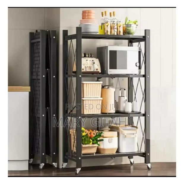Foldable Kitchen Rack With Wheels -3- TIERS