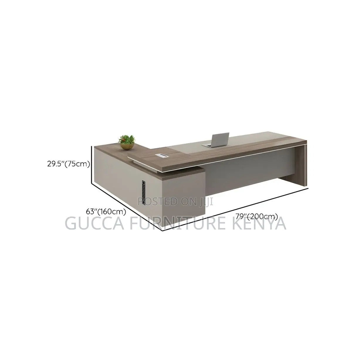 Office Tables:1800mm Brown Wood Modern L-Shape Office Desk