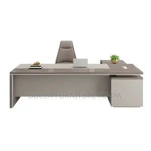 Office Tables:1800mm Brown Wood Modern L-Shape Office Desk
