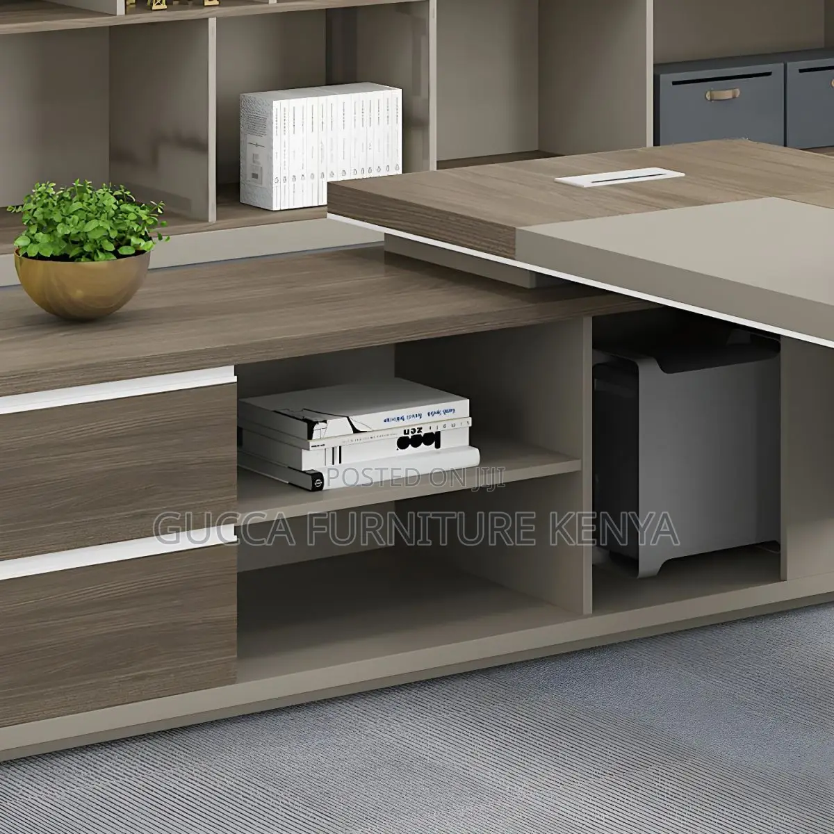 Office Tables:1800mm Brown Wood Modern L-Shape Office Desk